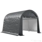 Outsunny 3x3m Garaj pentru Motociclete, Cort cu Acoperiș Rezistent Impermeabil, 2 Intrări cu Fermuar, pentru Biciclete și Unelte, Cadru din Oțel Galvanizat, Cort Grădină, Gri