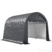 Outsunny 3x3m Garaj pentru Motociclete, Tenda cu Acoperiș Reforțat Impermeabil, 2 Accesuri cu Fermuar, pentru Biciclete și Unelte, Oțel Galvanizat, Gri | Aosom Romania 