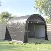 Outsunny 3x3m Garaj pentru Motociclete, Tenda cu Acoperiș Reforțat Impermeabil, 2 Accesuri cu Fermuar, pentru Biciclete și Unelte, Oțel Galvanizat, Gri | Aosom Romania 