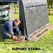Outsunny 3x3m Garaj pentru Motociclete, Tenda cu Acoperiș Reforțat Impermeabil, 2 Accesuri cu Fermuar, pentru Biciclete și Unelte, Oțel Galvanizat, Gri | Aosom Romania 