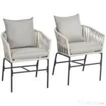 Outsunny Set boem de 2 scaune pentru terasa din franghie impletit