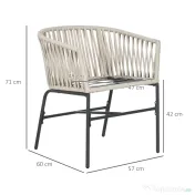 Outsunny Set Bohem de Scaune de Terasa din Franghie Impletita 2 Bucati, Scaune de Exterior cu Perne Confortabile, Design Modern | Aosom Romania