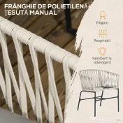 Outsunny Set Bohem de Scaune de Terasa din Franghie Impletita 2 Bucati, Scaune de Exterior cu Perne Confortabile, Design Modern | Aosom Romania