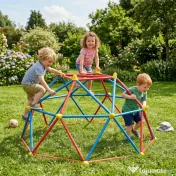 Outsunny Cadru de catarat, Jungle Gym, Turn geometric de catarat in aer liber cu rama din otel rezistenta la rugina | Aosom Romania 