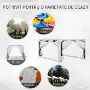 Outsunny Foisor 4x3 m cu Plasa de Tantari si 2 Intrari, Foisor de Gradina din Metal si PE, Alb si Negru 