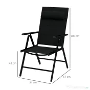 Outsunny Set 2 Scaune Pliabile Aluminiu pentru Terasă cu Spătar Ajustabil Gri | Aosom Romania