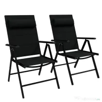Outsunny Set de 2 scaune pliabile rabatabile pentru terasa, Negru