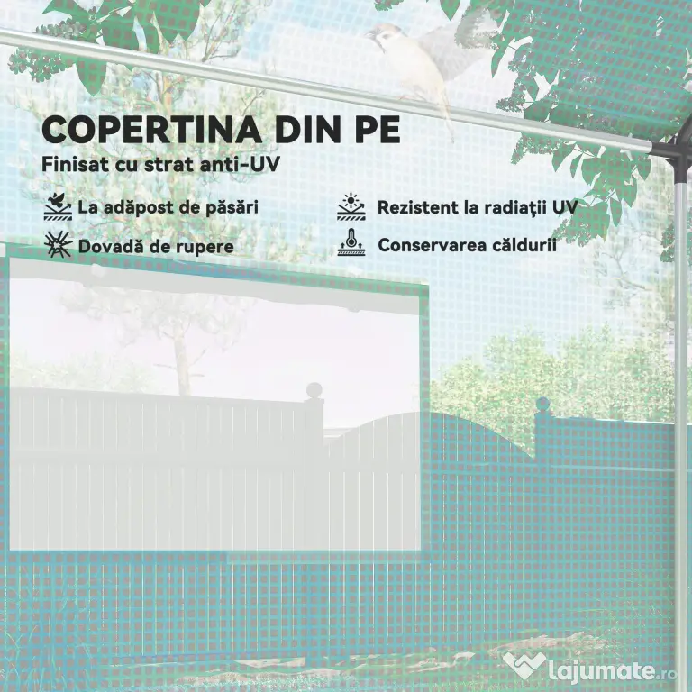 Outsunny Seră de Grădină Tip Tunel 2x3x2 m cu Uși și Ferestre Rulabile, Acoperiș Înclinat, Structură din Oțel și Acoperire PE, pentru Grădină Legume Flori Fructe, Anti-UV, Verde | Aosom Romania