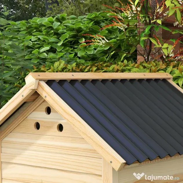 PawHut Căsuță pentru Rațe de Exterior, Adăpost pentru Rațe cu Rampă, Podea Detașabilă, Acoperiș Înclinat și Orificii de Ventilație, 78x90x92 cm, Lemn | Aosom Romania