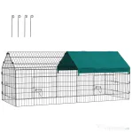 PawHut Cușcă pentru Iepuri de Exterior și Interior cu Acoperiș, 185x75x75 cm, Verde