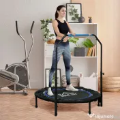 HOMCOM Trambulină Elastică Pliabilă cu Mâner Reglabil, Ø102x99123 cm, Albastru | Aosom Romania 