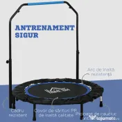 HOMCOM Trambulină Elastică Pliabilă cu Mâner Reglabil, Ø102x99123 cm, Albastru | Aosom Romania 