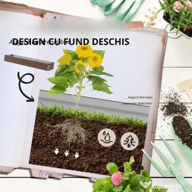 Outsunny Pat de Grădină Ridicat 405L, Jardiniere de Exterior din Oțel Galvanizat cu Bază Deschisă, pentru Plante, Flori și Legume, 240x60x30 cm, Imitație Lemn Închis | Aosom Romania