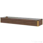 Outsunny Pat pentru Grădină Înălțat 405L, Jardinieră pentru Balcon din Oțel Galvanizat cu Fund Deschis, pentru Plante, Flori și Legume, 240x60x30 cm, Aspect Lemn Închis