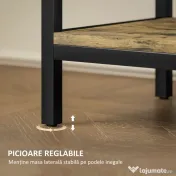 HOMCOM Măsuță de Cafea cu 2 Prize și 2 Porturi USB, Sertar și 2 Rafturi Deschise, 60x30x66,5 cm, Maro | Aosom Romania