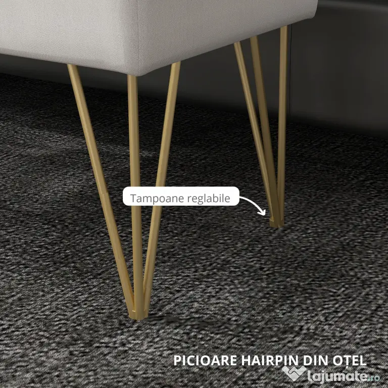 HOMCOM Bancuta otoman 100cm cu spatiu de depozitare, Bancuta tapitata pentru capatul patului cu picioare in forma de ac de par