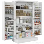 Homcom Dulap Bucatarie Cu Usi Duble – 5 Niveluri & 12 Rafturi Spatioase