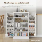 Homcom Dulap Bucatarie Cu Usi Duble – 5 Niveluri & 12 Rafturi Spatioase