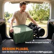 Outsunny Cărucior de grădină 110L cu mâner telescopic și bază rabatabilă din oțel și material textil Oxford, culoare kaki 