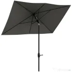 Outsunny Umbrelă de grădină dreptunghiulară 2x3 m, înclinabilă cu deschidere manuală, gri