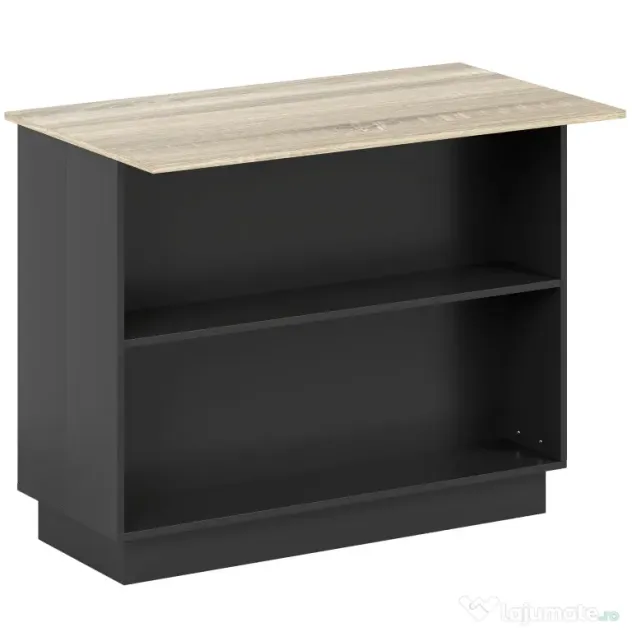 HOMCOM Insulă de Bucătărie cu Bar, Cărucior de Bucătărie cu 2 Compartimente Deschise și 2 Dulapuri, 105x60x82 cm, Negru | Aosom Romania