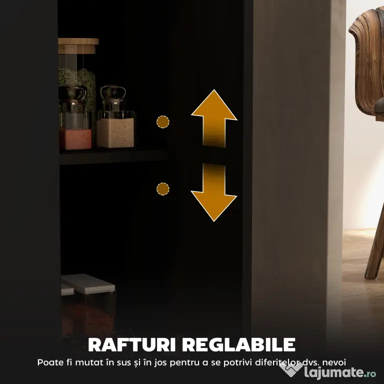 HOMCOM Insulă de Bucătărie cu Bar, Cărucior de Bucătărie cu 2 Compartimente Deschise și 2 Dulapuri, 105x60x82 cm, Negru | Aosom Romania