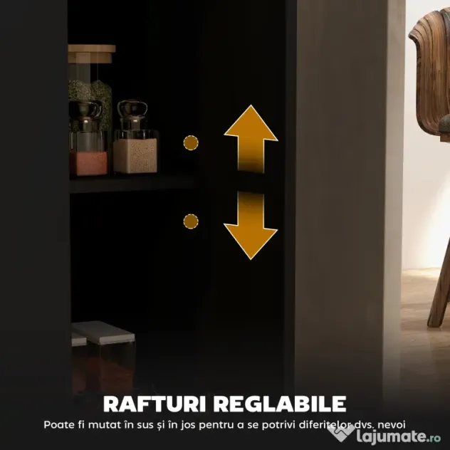HOMCOM Insulă de Bucătărie cu Bar, Cărucior de Bucătărie cu 2 Compartimente Deschise și 2 Dulapuri, 105x60x82 cm, Negru | Aosom Romania