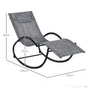 Outsunny Șezlong de Grădină, Balansoar cu Gravitație Zero, Șezlong Impermeabil cu Tetieră, 155x61x88 cm, Gri | Aosom Romania