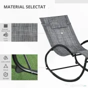 Outsunny Șezlong de Grădină, Balansoar cu Gravitație Zero, Șezlong Impermeabil cu Tetieră, 155x61x88 cm, Gri | Aosom Romania