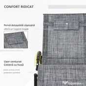Outsunny Șezlong de Grădină, Balansoar cu Gravitație Zero, Șezlong Impermeabil cu Tetieră, 155x61x88 cm, Gri | Aosom Romania