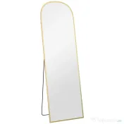 HOMCOM Oglindă de Podea și Perete cu Suport Pliabil, 50x161.5cm, Auriu | Aosom Romania
