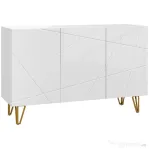 HOMCOM Dulap de Depozitare cu 2 Dulapuri și Raft Reglabil, din PAL și Metal, 120x40x75 cm, Alb și Auriu
