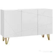 HOMCOM Dulap de Depozitare cu 2 Dulapuri și Raft Reglabil, din PAL și Metal, 120x40x75 cm, Alb și Auriu