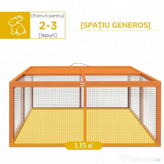 PawHut Cușcă pentru Iepuri, Cușcă pliabilă din lemn cu Partea de Sus Deschisă și Spațiu Larg, 110x105x50 cm, Portocaliu. | Aosom Romania
