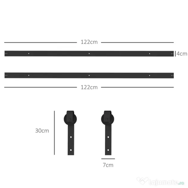 HOMCOM Kit pentru Ușă Glisantă cu Instalare fără Perforare pentru o Singură Ușă, Kit Modern pentru Ușă Glisantă, 244x0.5x4 cm, Negru | Aosom Romania