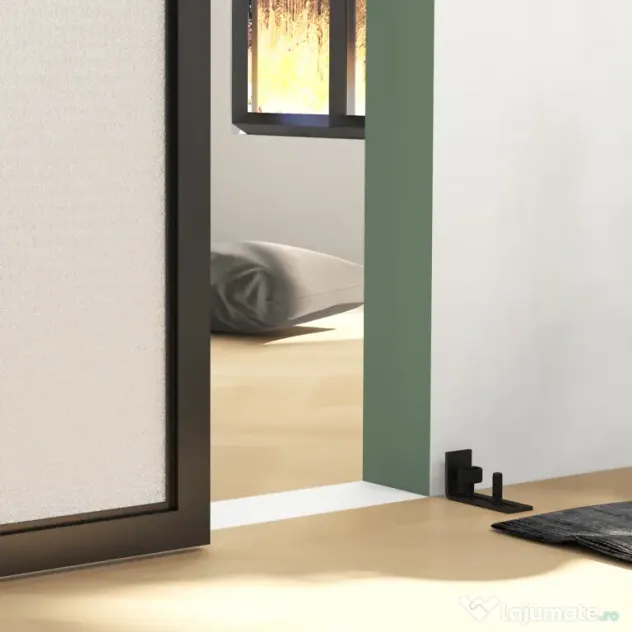 HOMCOM Kit pentru Ușă Glisantă cu Instalare fără Perforare pentru o Singură Ușă, Kit Modern pentru Ușă Glisantă, 244x0.5x4 cm, Negru | Aosom Romania