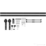 HOMCOM Kit pentru Ușă Glisantă cu Instalare fără Perforare pentru o Singură Ușă, Kit Modern pentru Ușă Glisantă, 244x0.5x4 cm, Negru