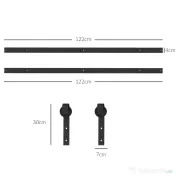 HOMCOM Kit pentru Ușă Glisantă cu Instalare fără Perforare pentru o Singură Ușă, Kit Modern pentru Ușă Glisantă, 244x0.5x4 cm, Negru 