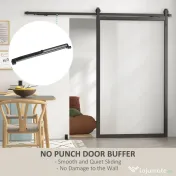 HOMCOM Kit pentru Ușă Glisantă cu Instalare fără Perforare pentru o Singură Ușă, Kit Modern pentru Ușă Glisantă, 244x0.5x4 cm, Negru 