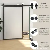 HOMCOM Kit pentru Ușă Glisantă cu Instalare fără Perforare pentru o Singură Ușă, Kit Modern pentru Ușă Glisantă, 244x0.5x4 cm, Negru 