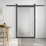 HOMCOM Kit pentru Ușă Glisantă cu Instalare fără Perforare pentru o Singură Ușă, Kit Modern pentru Ușă Glisantă, 244x0.5x4 cm, Negru 