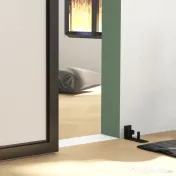HOMCOM Kit pentru Ușă Glisantă cu Instalare fără Perforare pentru o Singură Ușă, Kit Modern pentru Ușă Glisantă, 244x0.5x4 cm, Negru 