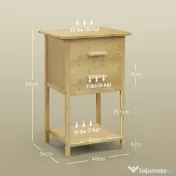 HOMCOM Noptiere, 2 piese, cu 2 Sertare și Poliță de Jos în Stil Nordic, Noptiere Moderne din Bambus, 40x34x60 cm, Lemn Natural | Aosom Romania