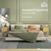 HOMCOM Noptiere, 2 piese, cu 2 Sertare și Poliță de Jos în Stil Nordic, Noptiere Moderne din Bambus, 40x34x60 cm, Lemn Natural | Aosom Romania
