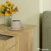 HOMCOM Noptiere, 2 piese, cu 2 Sertare și Poliță de Jos în Stil Nordic, Noptiere Moderne din Bambus, 40x34x60 cm, Lemn Natural | Aosom Romania