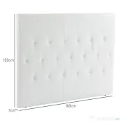 HOMCOM Căpătâi Pat Matrimonial Capitonată cu Design cu Nasturi, Spătar Pat din Piele PU și MDF, 160x7x120 cm, Alb