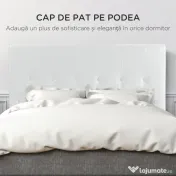 HOMCOM Căpătâi Pat Matrimonial Capitonată cu Design cu Nasturi, Spătar Pat din Piele PU și MDF, 160x7x120 cm, Alb