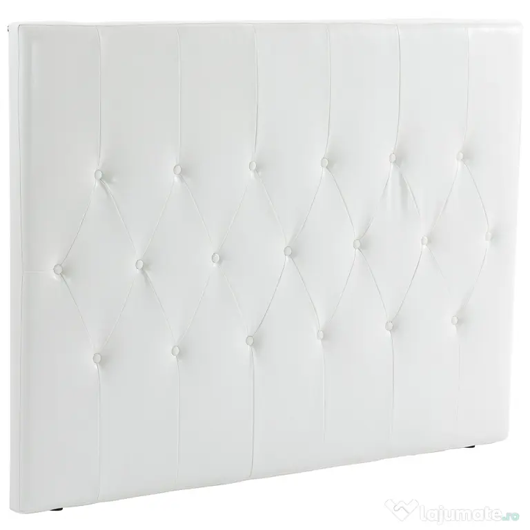 HOMCOM Spătar Pat Matrimonial Capitonată cu Design cu Nasturi, Căpătâi Pat din Piele PU și MDF, 160x7x120 cm, Alb | Aosom Romania