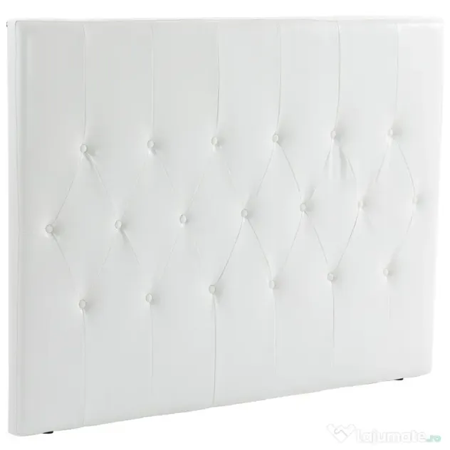 HOMCOM Spătar Pat Matrimonial Capitonată cu Design cu Nasturi, Căpătâi Pat din Piele PU și MDF, 160x7x120 cm, Alb | Aosom Romania