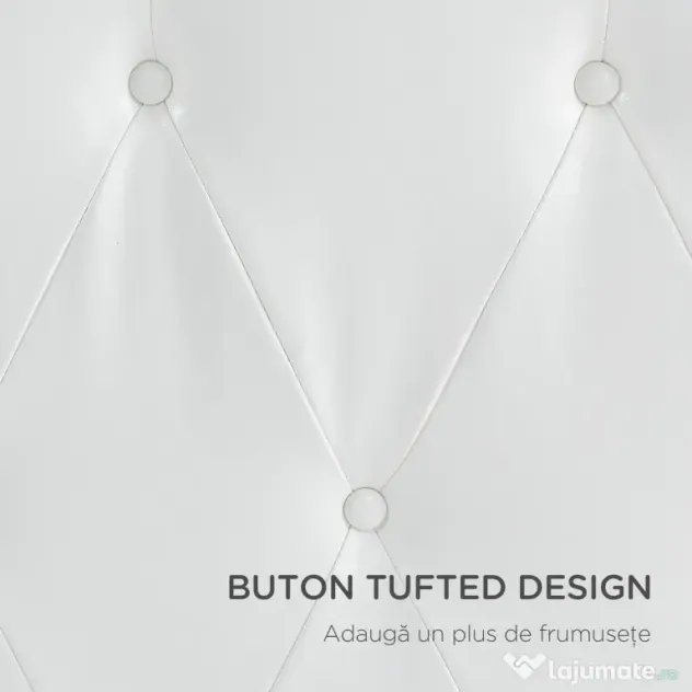 HOMCOM Spătar Pat Matrimonial Capitonată cu Design cu Nasturi, Căpătâi Pat din Piele PU și MDF, 160x7x120 cm, Alb | Aosom Romania